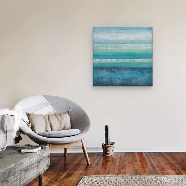 Canvas schilderij kamer Abstract Kunstwerk met Blauwe en Witte Strepen