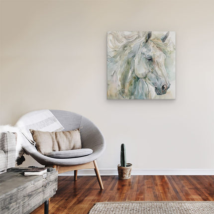 Canvas schilderij kamer Aquarelkunstwerk van een Wit Paard