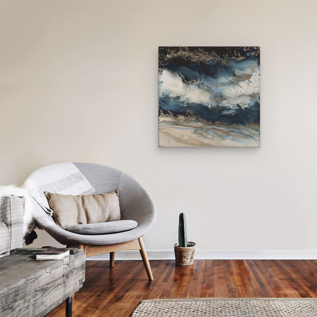 Canvas schilderij kamer Abstract Kunstwerk van Blauw en Goud