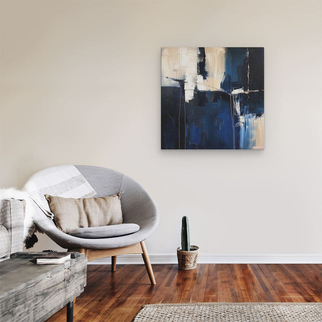 Canvas schilderij kamer Abstract Kunstwerk in Blauw en Wit