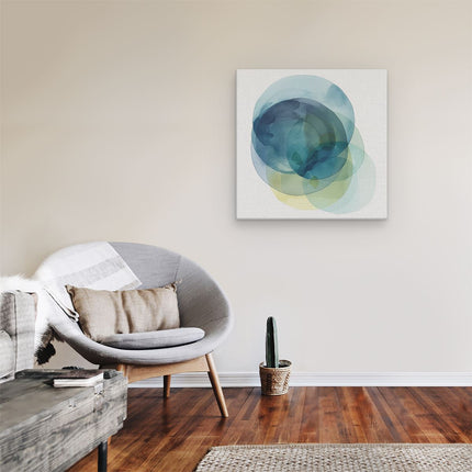 Canvas schilderij kamer Blauwe, Gele en Groene Cirkels op een Witte Achtergrond