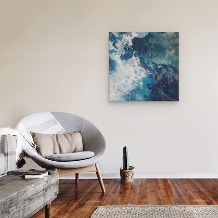 Canvas schilderij kamer Blauw en Wit Kunstwerk op een Witte Achtergrond
