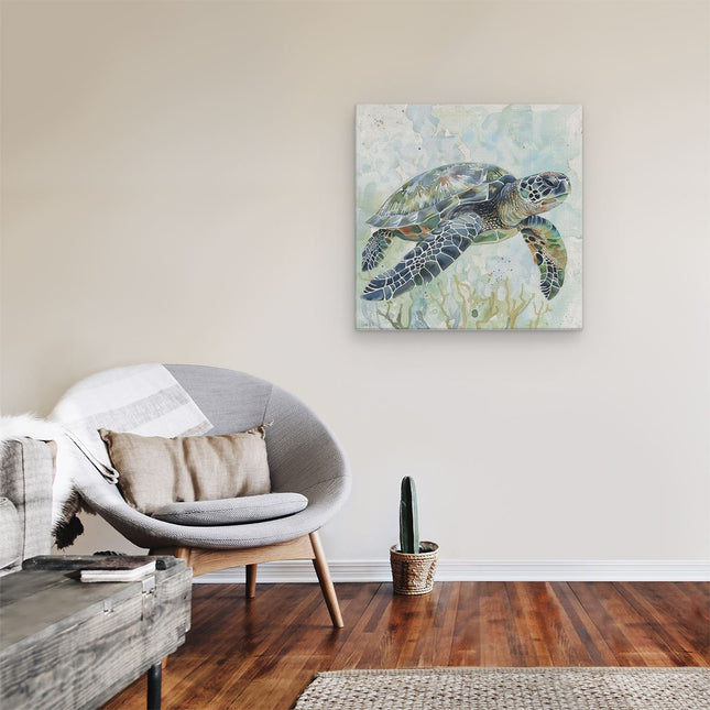 Canvas schilderij kamer Aquarelkunstwerk van een Zeeschildpad