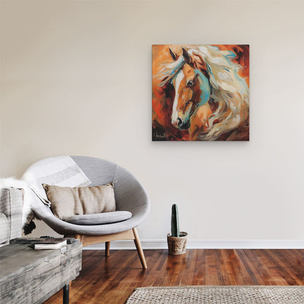 Canvas schilderij kamer Kunstwerk van een Paard