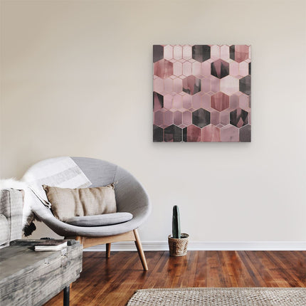 Canvas schilderij kamer Roze en Zwart Geometrisch Patroon