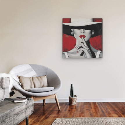Canvas schilderij kamer Vrouw met een Witte Hoed