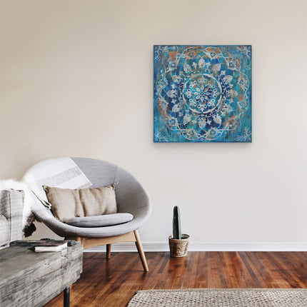 Canvas schilderij kamer Blauwe en Witte Mandala