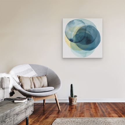 Canvas schilderij kamer Blauwe, Gele en Witte Cirkels op een Witte Achtergrond