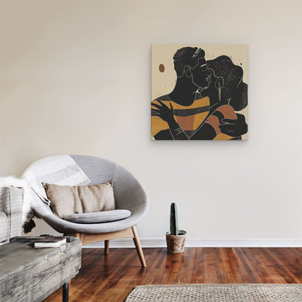 Canvas schilderij kamer Man en een Vrouw Knuffelen