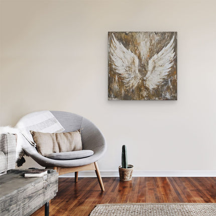 Canvas schilderij kamer Kunstwerk van Engelenvleugels op een Bruine Achtergrond