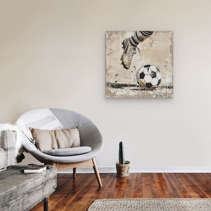 Canvas schilderij kamer Voetbalspeler Trapt een Bal