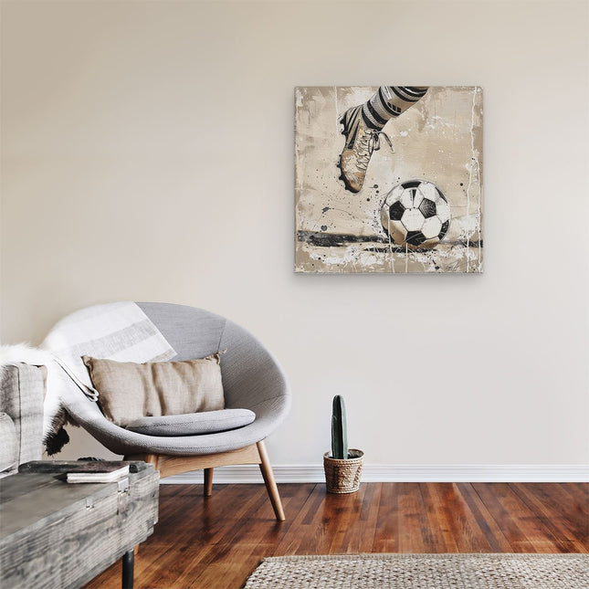 Canvas schilderij kamer Voetbalspeler Trapt een Bal