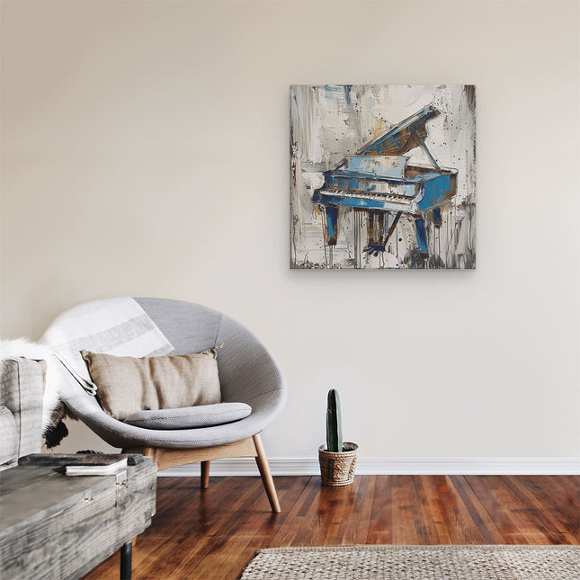Canvas schilderij kamer Abstract Kunstwerk van een Blauwe Piano