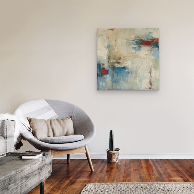 Canvas schilderij kamer Abstract Kunstwerk met Rode, Blauwe en Witte Kleuren