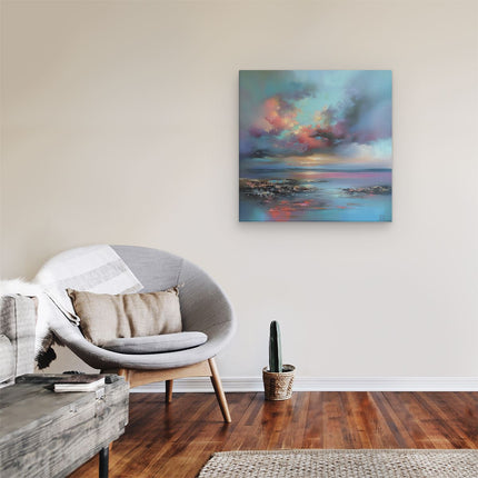 Canvas schilderij kamer Abstract Kunstwerk van een Zonsondergang boven de Zee