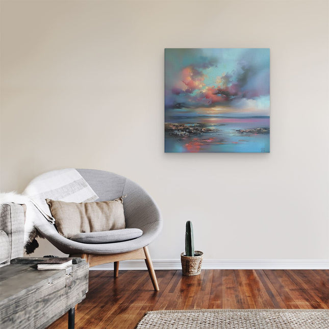 Canvas schilderij kamer Abstract Kunstwerk van een Zonsondergang boven de Zee