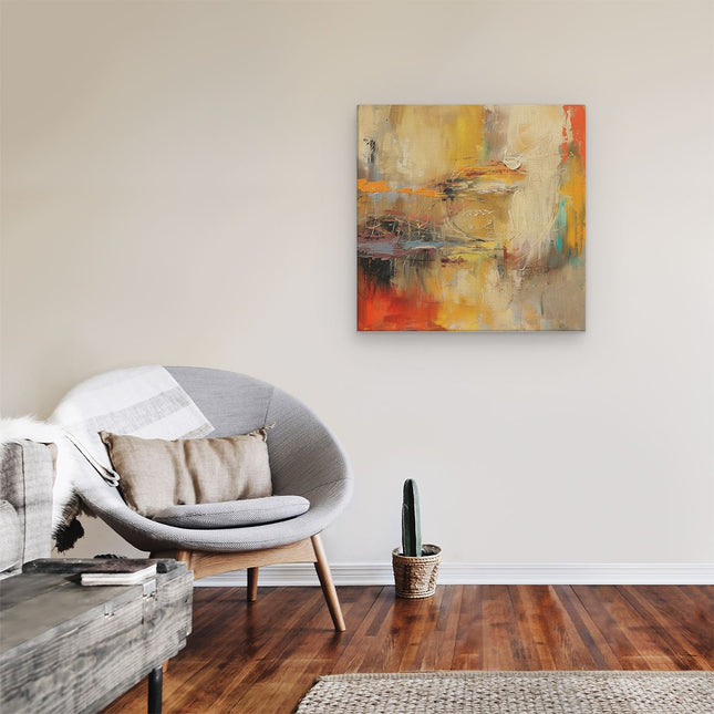 Canvas schilderij kamer Abstract Kunstwerk met Rode, Oranje en Gele Kleuren