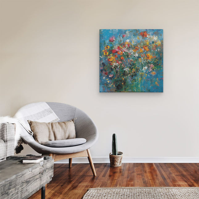 Canvas schilderij kamer Kleurrijke Bloemen in een Vaas