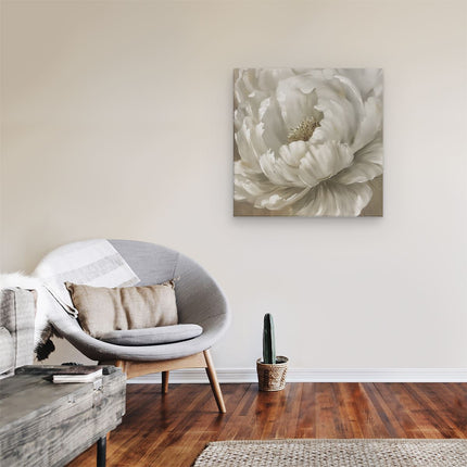 Canvas schilderij kamer Witte Bloem op een Beige Achtergrond