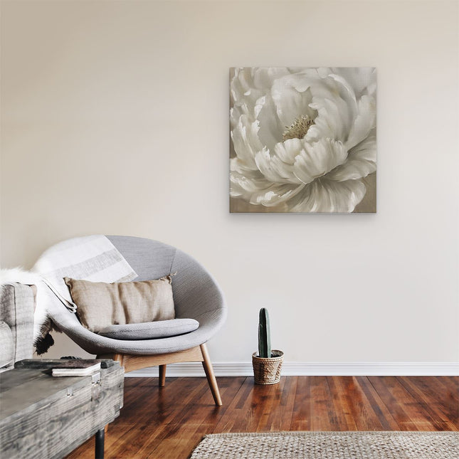 Canvas schilderij kamer Witte Bloem op een Beige Achtergrond