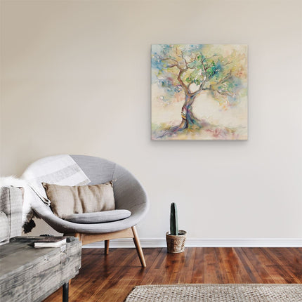 Canvas schilderij kamer Aquarelkunstwerk van een Boom