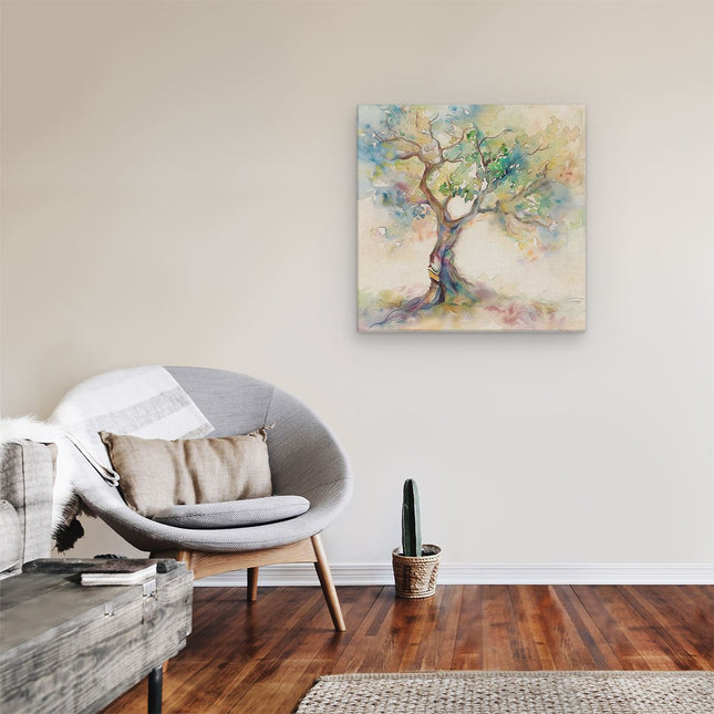 Canvas schilderij kamer Aquarelkunstwerk van een Boom