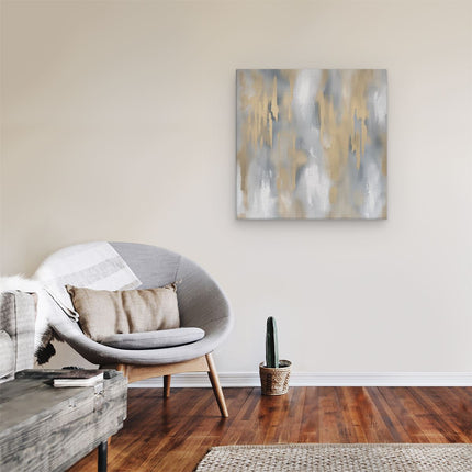 Canvas schilderij kamer Goud en Zilver Abstract Kunstwerk op een Witte Achtergrond