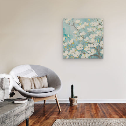 Canvas schilderij kamer Witte Bloemen aan een Boom