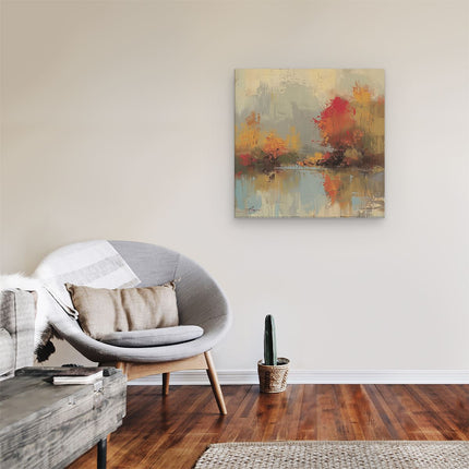 Canvas schilderij kamer Kunstwerk van Herfstbomen bij een Rivier