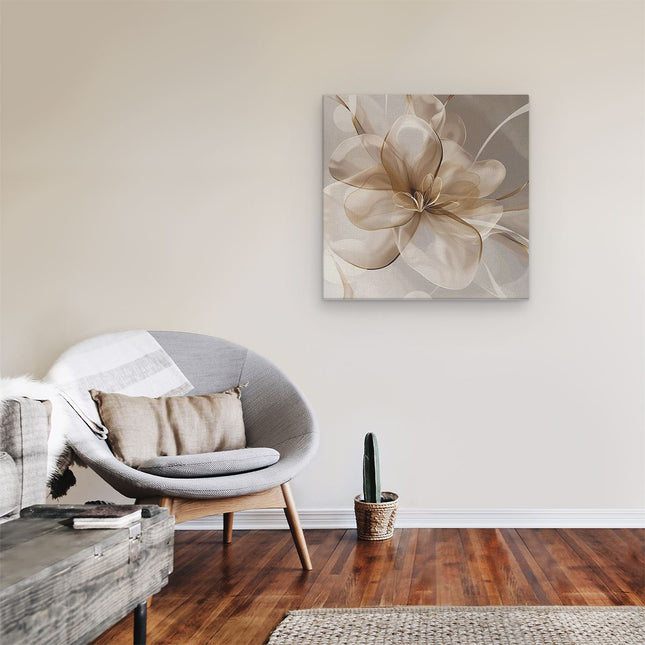 Canvas schilderij kamer Bloem met een Beige Achtergrond