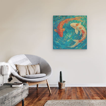 Canvas schilderij kamer Twee Koivissen in een Vijver