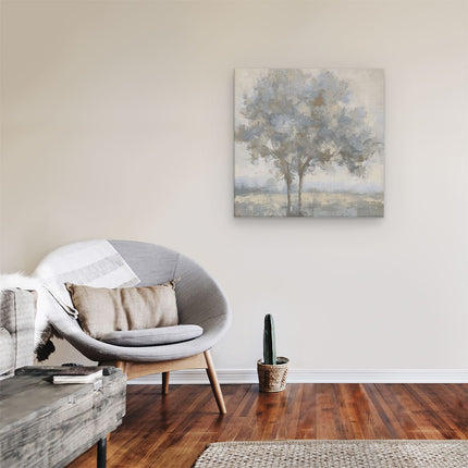 Canvas schilderij kamer Twee Bomen in een Veld