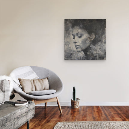 Canvas schilderij kamer Portret van een Vrouw met haar Ogen Dicht