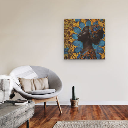 Canvas schilderij kamer Afrikaanse Vrouw die een Hoofddoek Draagt