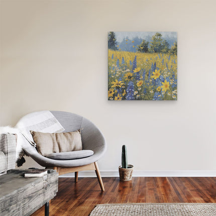 Canvas schilderij kamer Wilde Bloemen in een Veld