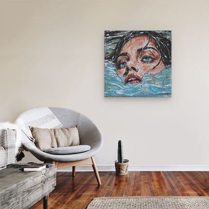 Canvas schilderij kamer Kunstwerk van een Vrouw in het Water