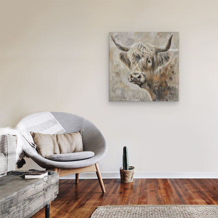 Canvas schilderij kamer Kunstwerk van een Hooglandkoe