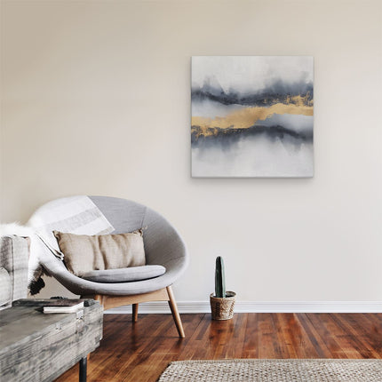 Canvas schilderij kamer Abstract Kunstwerk van Goud en Blauw