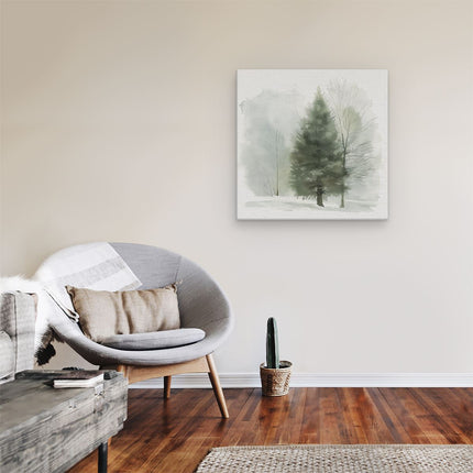 Canvas schilderij kamer Aquarelkunstwerk van een Boom in de Sneeuw