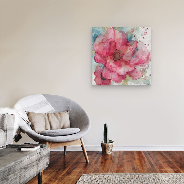 Canvas schilderij kamer Aquarelkunstwerk van een Roze Bloem
