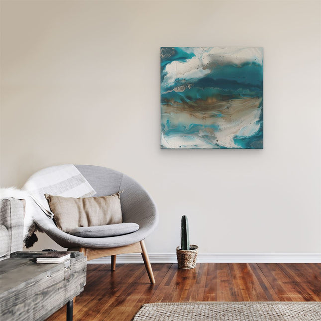 Canvas schilderij kamer Abstract Kunstwerk met Blauwe en Witte Kleuren