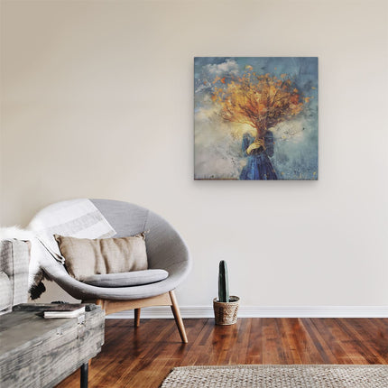 Canvas schilderij kamer Vrouw met een Boom op haar Hoofd