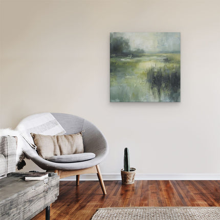 Canvas schilderij kamer Kunstwerk van een Groen Veld met Riet