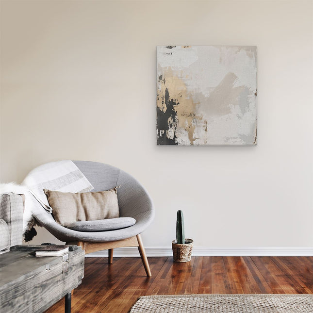 Canvas schilderij kamer Abstract Kunstwerk met Goud en Zwarte Verf
