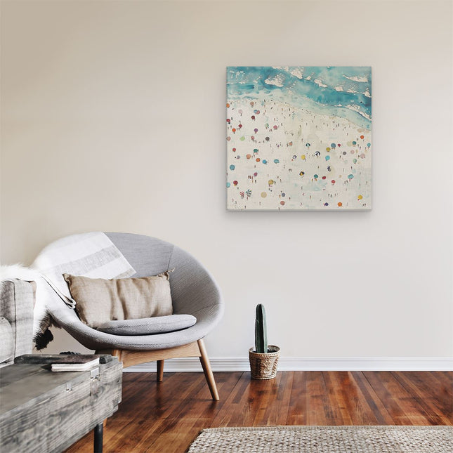 Canvas schilderij kamer Kunstwerk van Mensen op een Strand