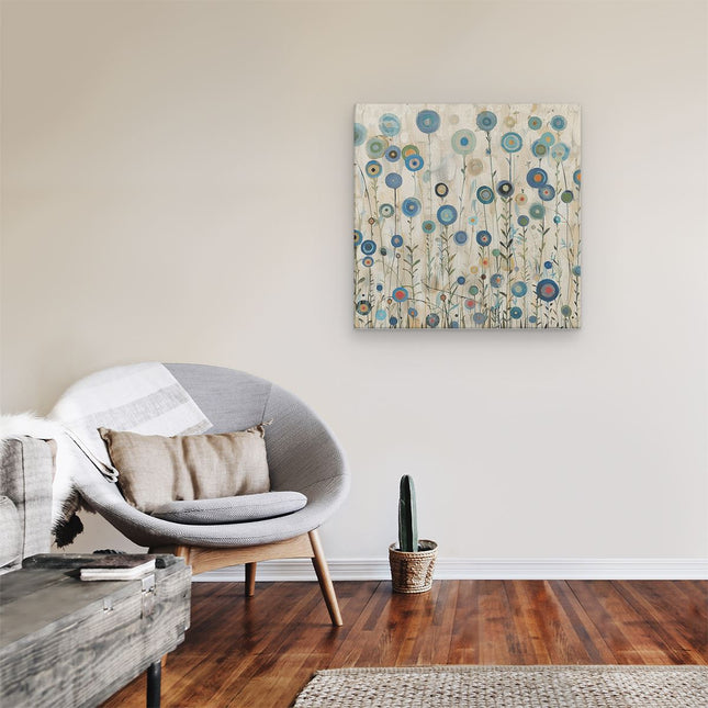 Canvas schilderij kamer Blauwe Bloemen in een Veld