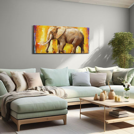 Canvas schilderij woonkamer Geschilderde Olifant Olieverf - Abstract