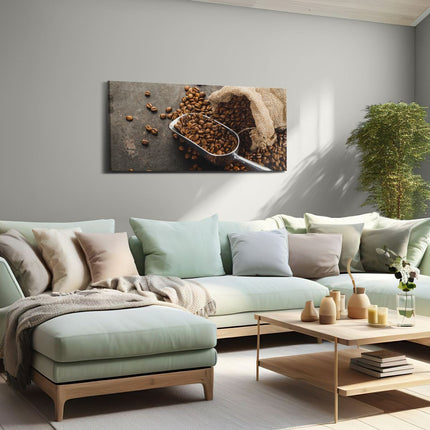 Canvas schilderij woonkamer Zak Koffiebonen