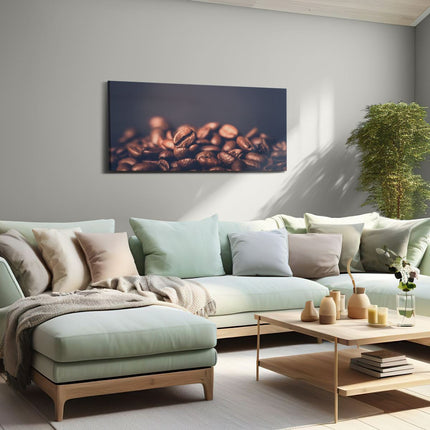 Canvas schilderij woonkamer Koffie Bonen Op Een Zwart Achtergrond