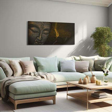 Canvas schilderij woonkamer Boeddha Beeld Met Wierook